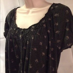Ruffle Trimmed Charcoal Grey Top American Eagle XL
