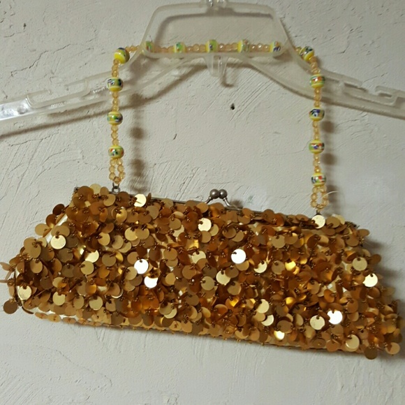 Small gold dressy fringe purse