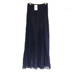 Maxi navy lace/mesh skirt with built in mini.