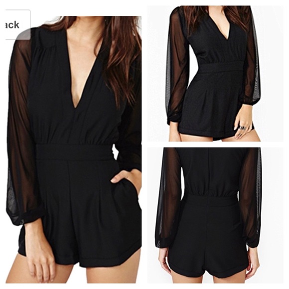 Black V Neck Romper