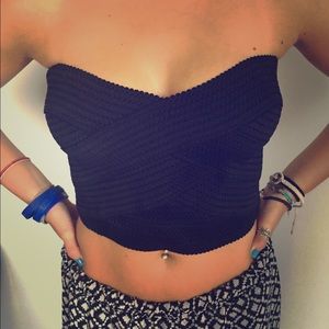 Express bandage strapless crop top