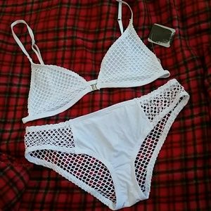 Silence + Noise Lingerie. Mesh bra & panty set.