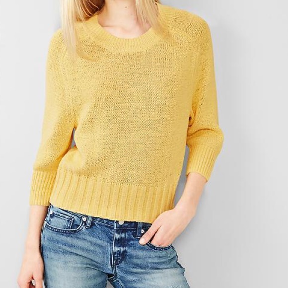 🍩 SOLD - GAP | Yellow Knit Dolman Sleeve Sweater - Picture 2 of 3