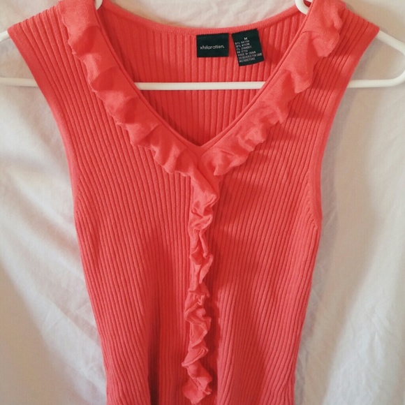 Orange Red Ruffled Sleeveless Top