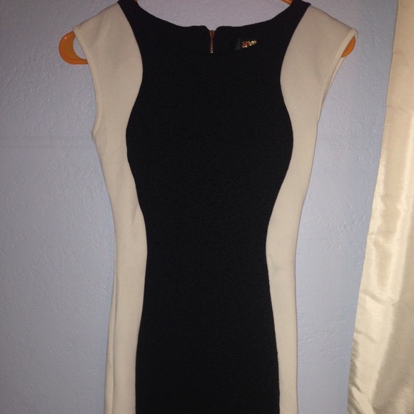 Black and white fitted dress
