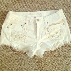 American eagle white and crochet shorts