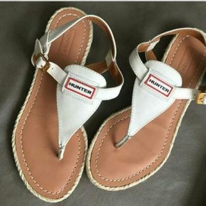 HUNTER White Leather Sandals