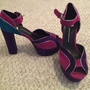Dolce Vita colorful velvet platform pumps