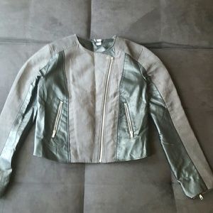 SOLD****H&M grey and black biker jacket
