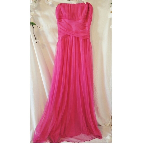 Hot pink tule semi formal dress