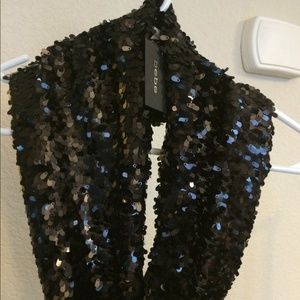 Bebe Black Sequin Infinity Scarf