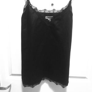 Lace trimmed satin tank