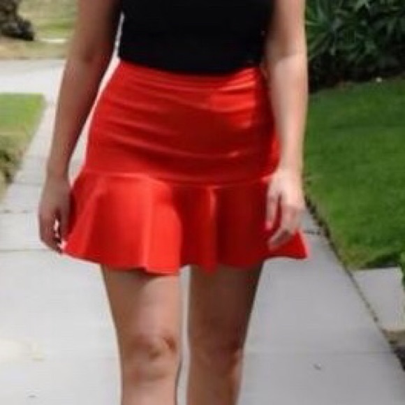 Red Flare Bottom Skirt