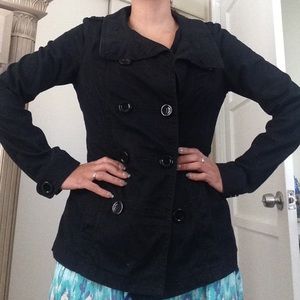 H&M  black double breasted peacoat