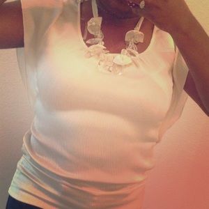 Sheer Blouse with Ribbon Necklace