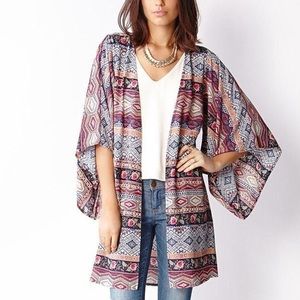 Long "Desert Rose" Tribal Print Kimono