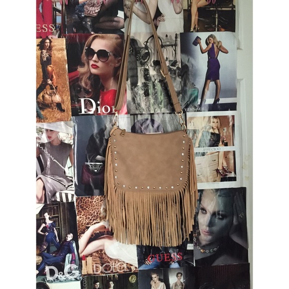 Beige fringe purse