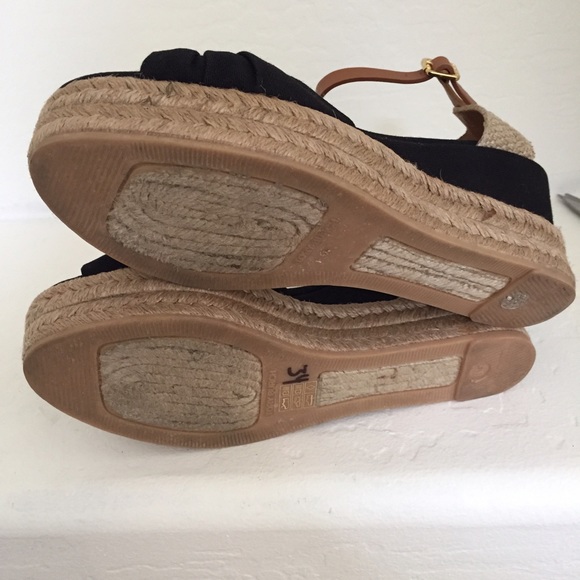 Tory Burch Knotted Bow Wedge Sandal Black 8.5 - Picture 4 of 4