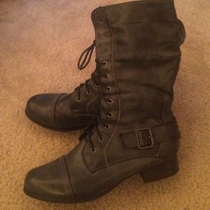 Grey combat boots