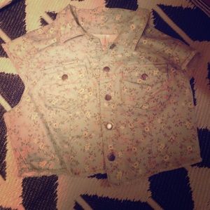 Floral denim vest