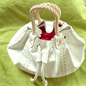 Carlos Falchi White Leather Bucket Bag