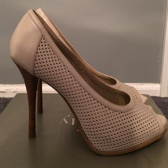 Levity Nude Mesh Heels with Wood Heel