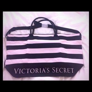 Victoria's Secret Pink/Black Stripes Beach Bag