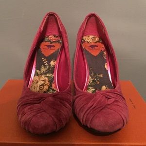 Pink Velvet Low Heel