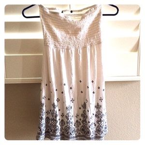 White tube dress with black print