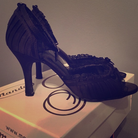 Black Lace and Satin Heels