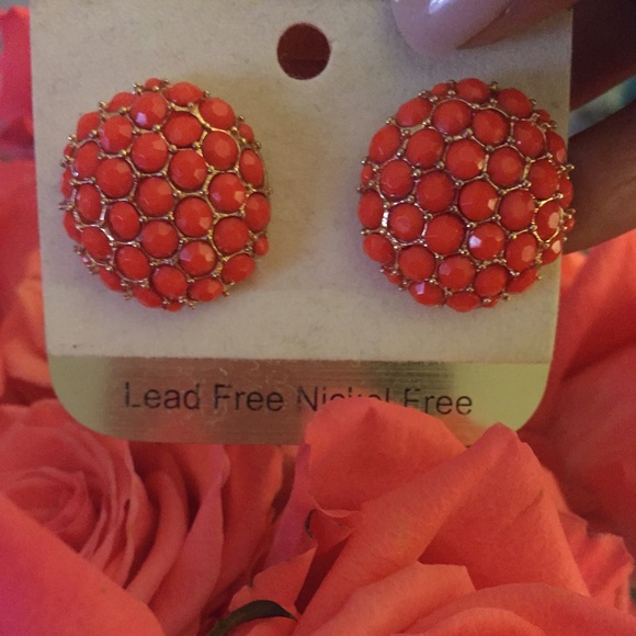 Coral beaded earrings