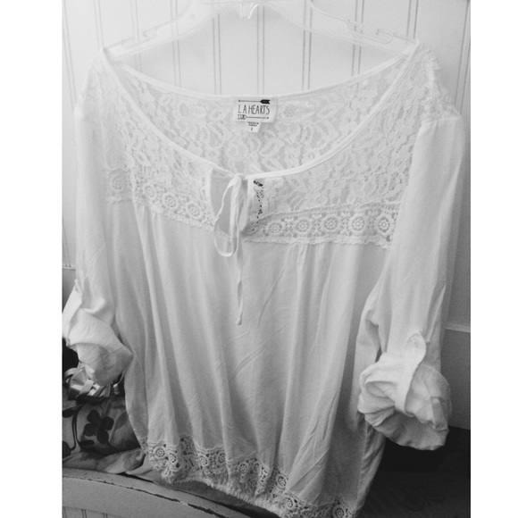 PacSun L.A. Hearts White Gathered Top