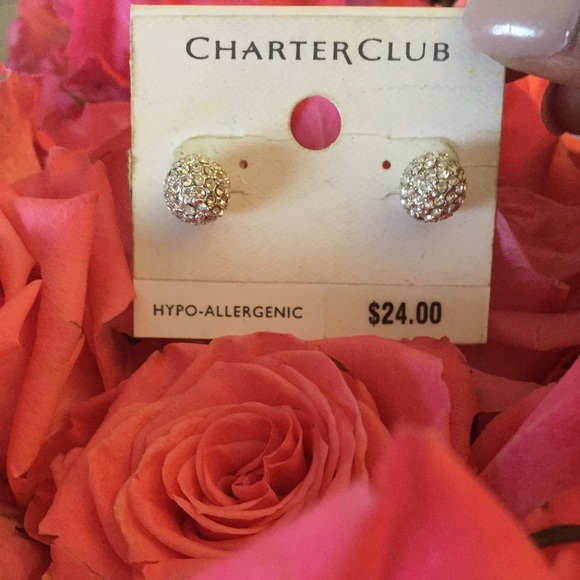 Charter Club silver ball earrings