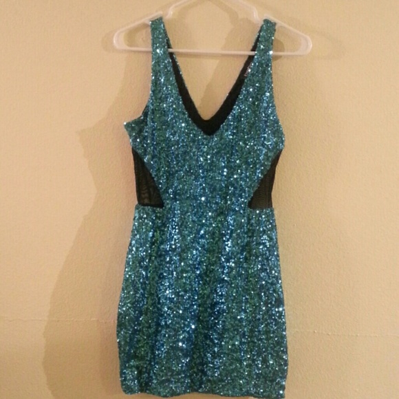 Bebe blue sequin dress