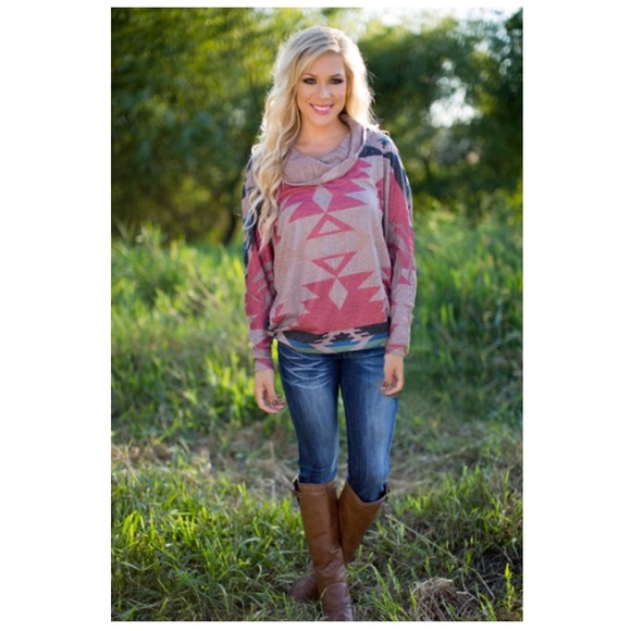 Aztec Cowl Neck Sweater