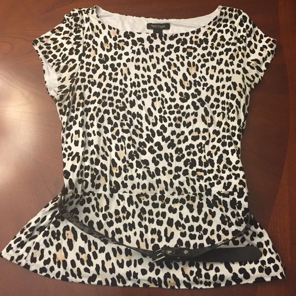 Leopard print belted top.