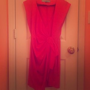 A red v-neck dress