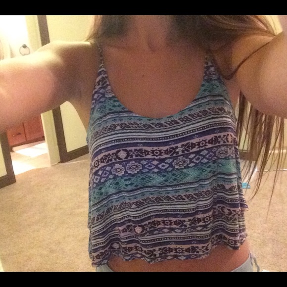 LA Hearts Aztec print crop top