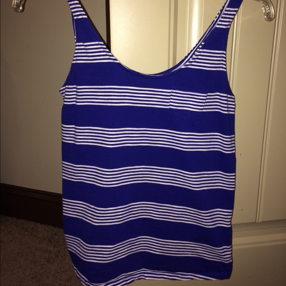 Royal blue shirt with white stripes