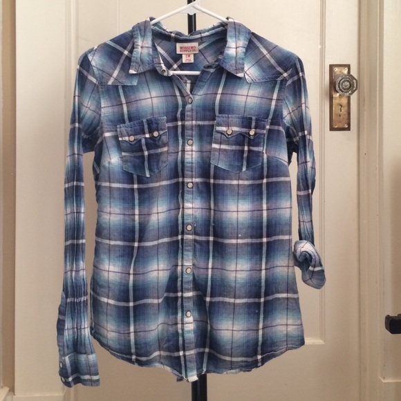 Blue "flannel" style button up