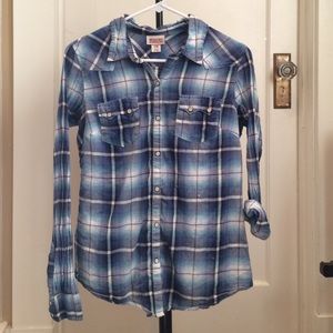 Blue "flannel" style button up