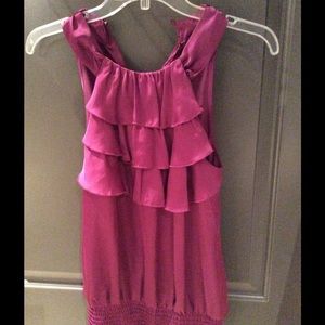 Fuchsia sleeveless top.