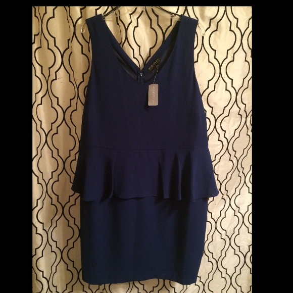 NAVY PEPLUM DRESS 2x