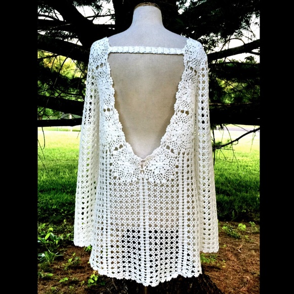 Free People Sweaters - Free People ivory white Crochet Pullover Sweater