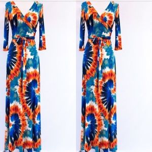 Tye Dye Faux Wrap Dress