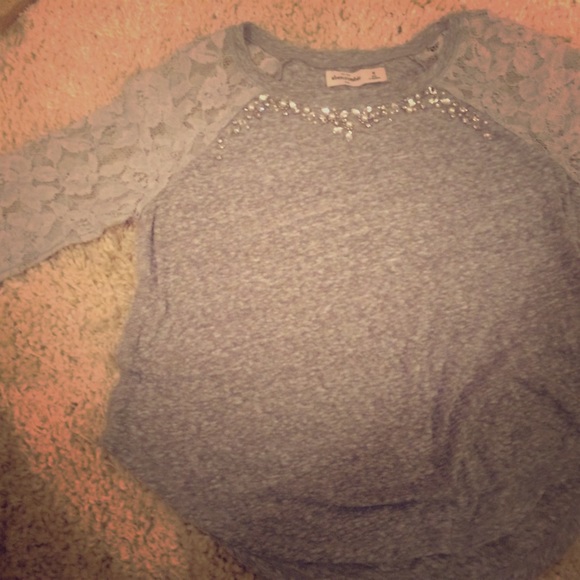 Lace with a tad of bejeweling long sleeve shirt