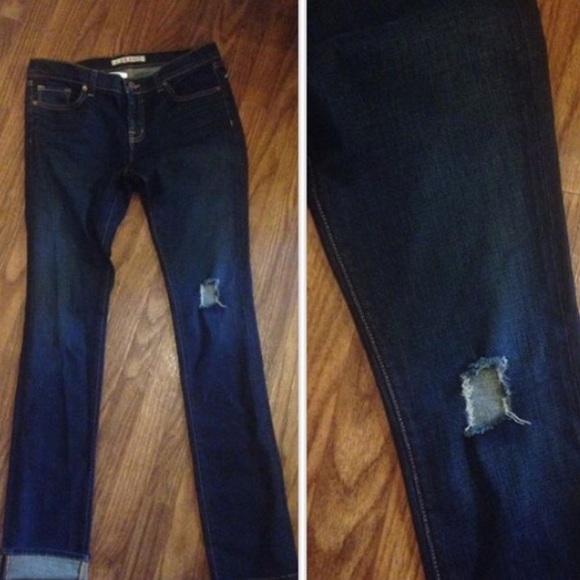 J Brand Pencil Leg distressed knee jeans