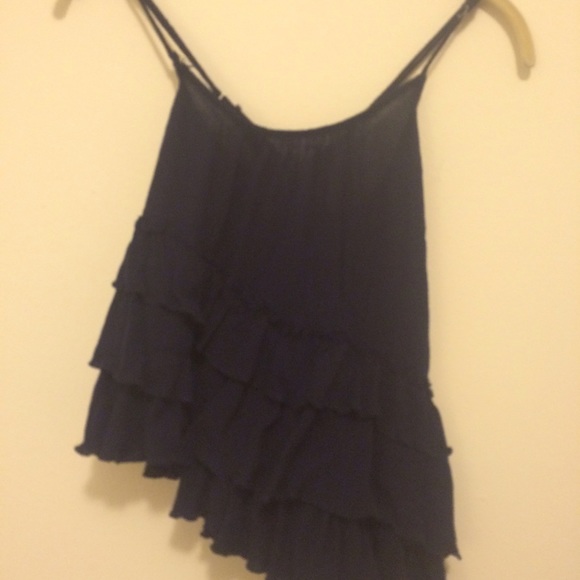 Navy blue, ruffle shirt