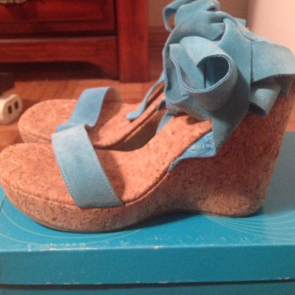 tothemax! Turquoise tie up wedges - Picture 2 of 3