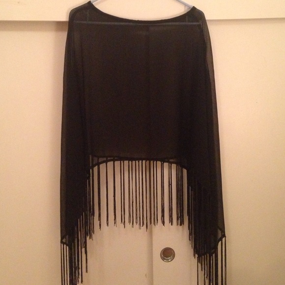 Sheer black poncho top